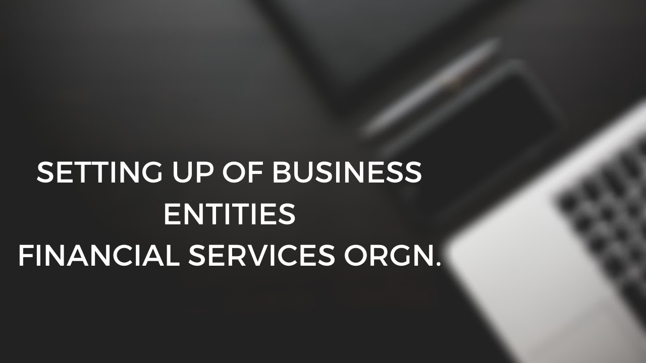 Setting Up of Business Entities - Financial Services Orgn.