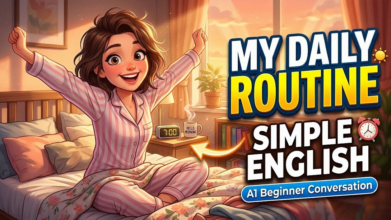 My Daily Routine in English - Wake Up to Sleep Learn English Everyday (Complete Sentences) 