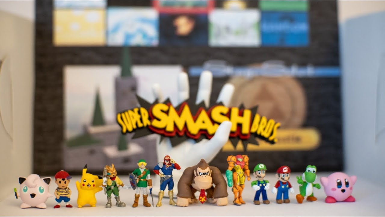 Super Smash Bros 64 miniature diorama with resin 3D printed figures.