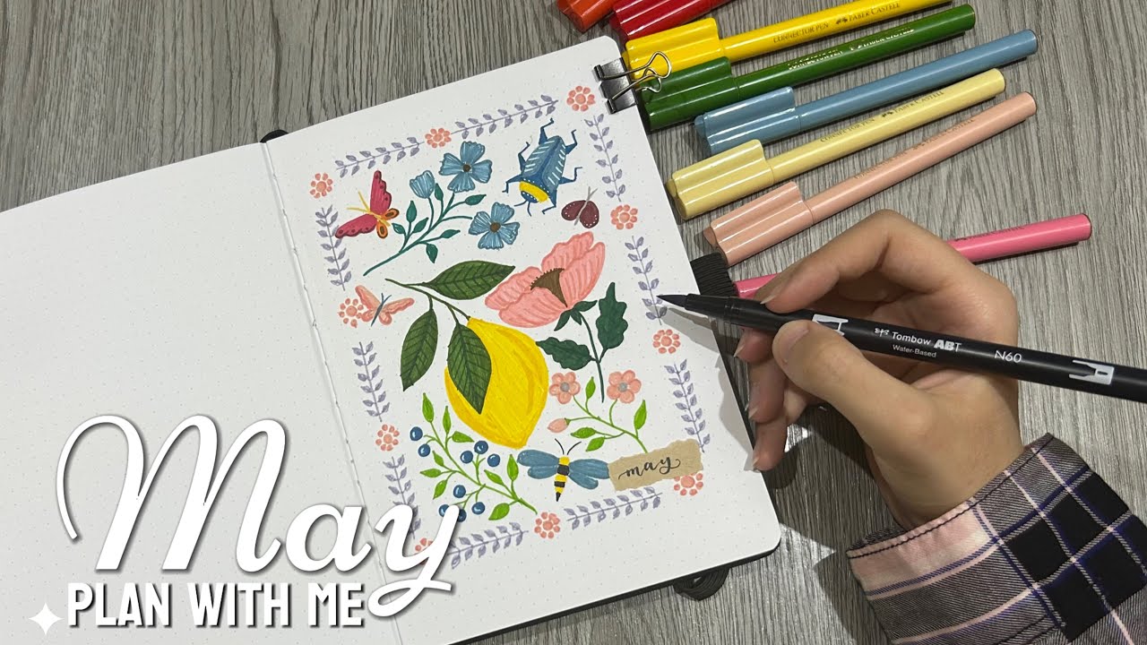 Plan With Me! 🌿🐞 May 2025 Bullet Journal Setup | springy pattern theme