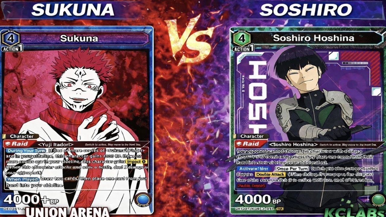 KCLABs: Epic Showdown Union Arena Sukuna(JJK Blue) VS Soshiro(Kaiju No.8 Green)