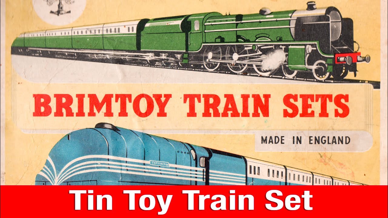 Brimtoy clockwork tinplate train set  from the 1950s