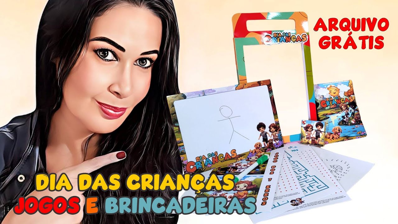 Joguinhos e brincadeiras para dia das criança | molde grátis 