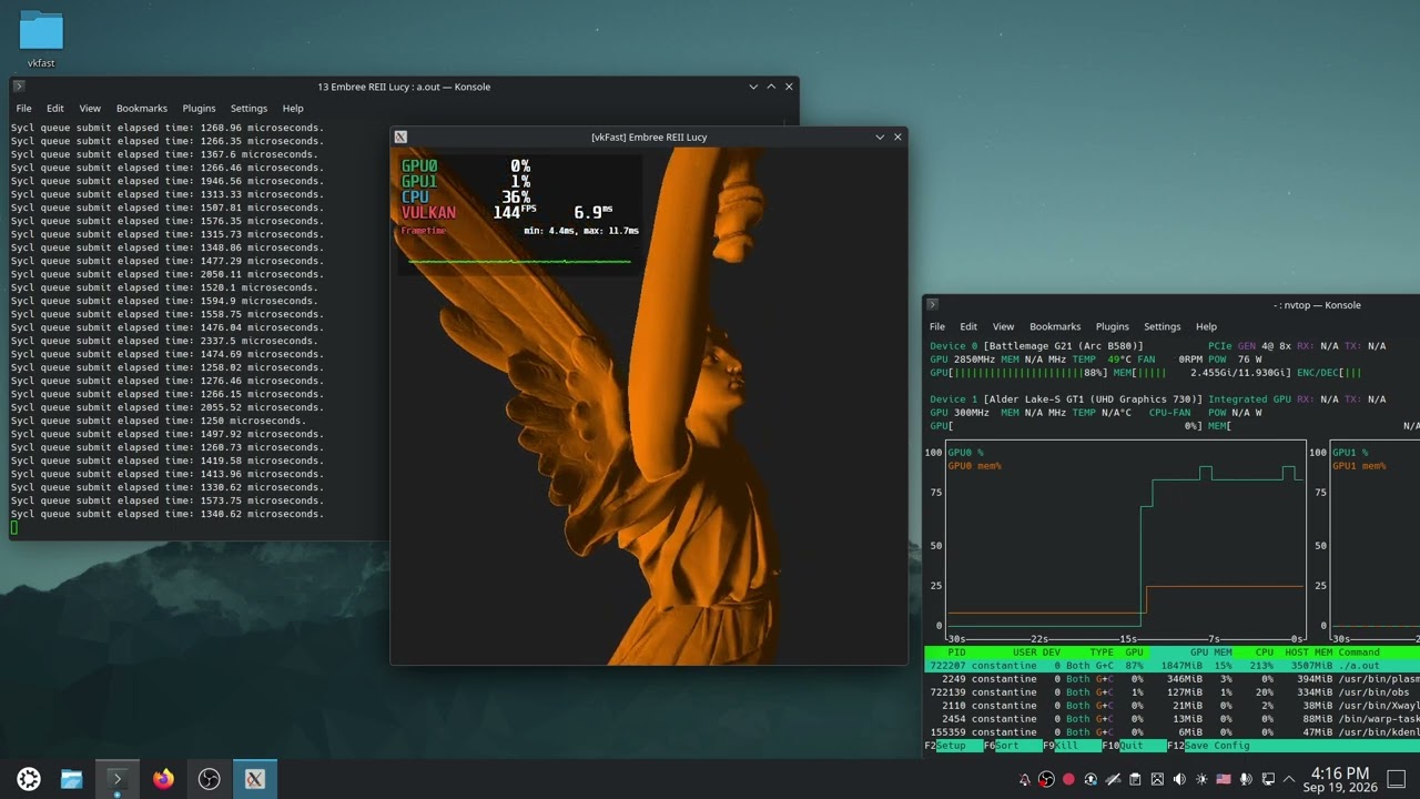 Ray tracing 28 million triangles in 2 ms on Intel Arc B580 in 500 lines of Embree code