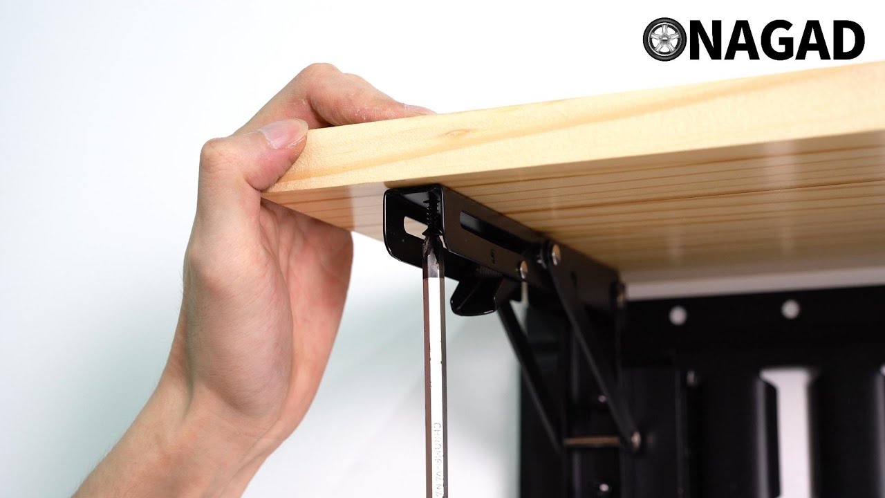 E Track Folding Fixed Shelf Brackets 8 inch Black Heavy Duty Metal DIY E-Track Collapsible Shelves