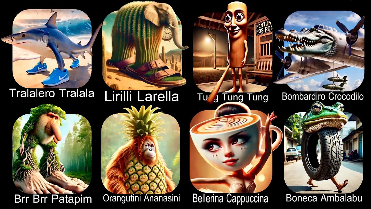 Italian Brainrot AI Animals,Tralalero Tralala,Bombardiro Crocodilo,Lirilli Larella,Brr Brr Patapim