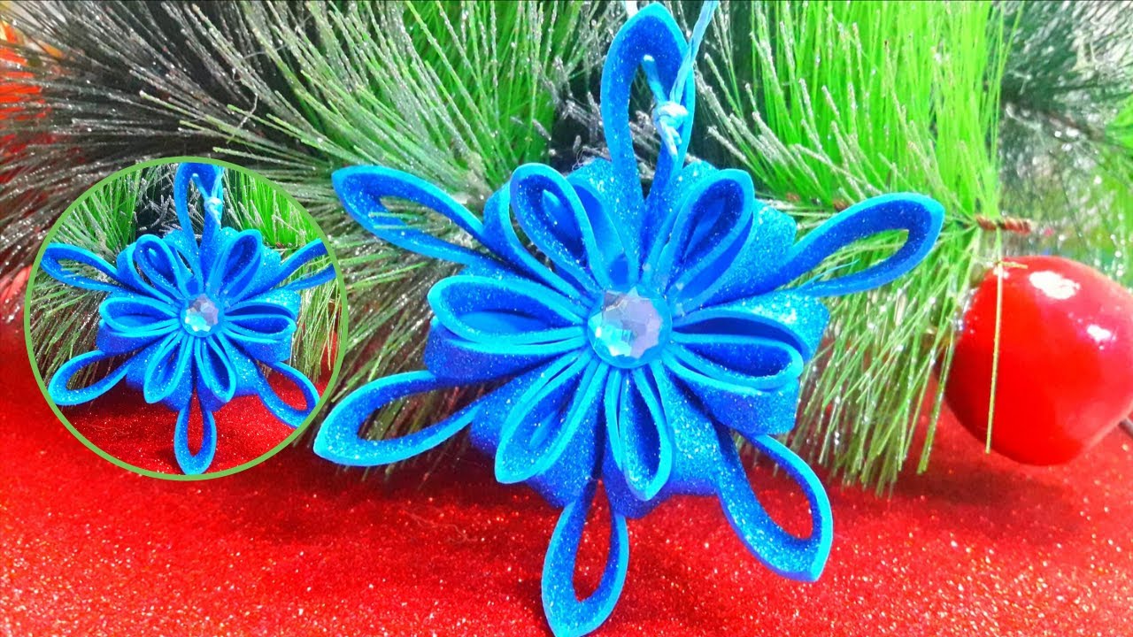 HOW TO MAKE CHRISTMAS SNOWFLAKES ORNAMENTS FOR HOME DECORATIONS | GLITTER FOAM CRAFTS