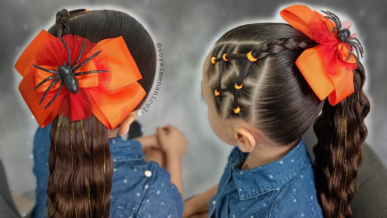 Peinado para niñas 🖤 Red de araña 🕷️