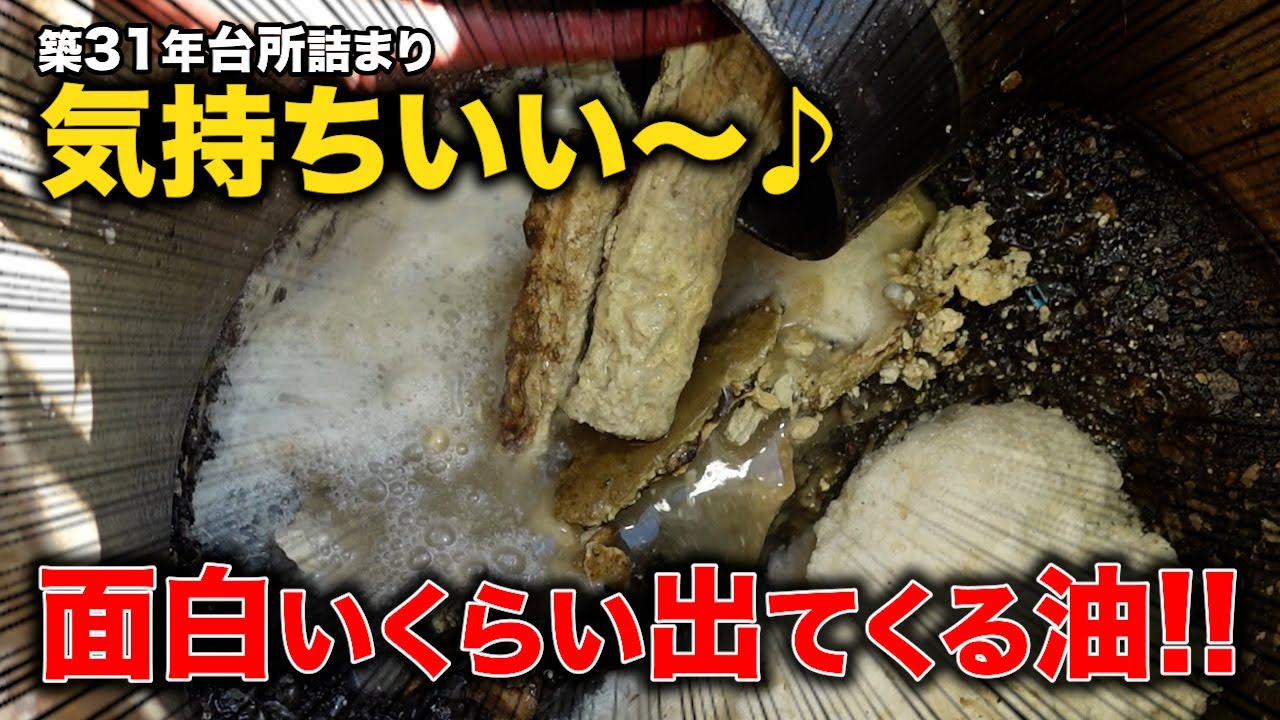 築３１年！４mの排水管にこんなに？面白いくらい油が出てくるぞ！！【花のお掃除 #429】