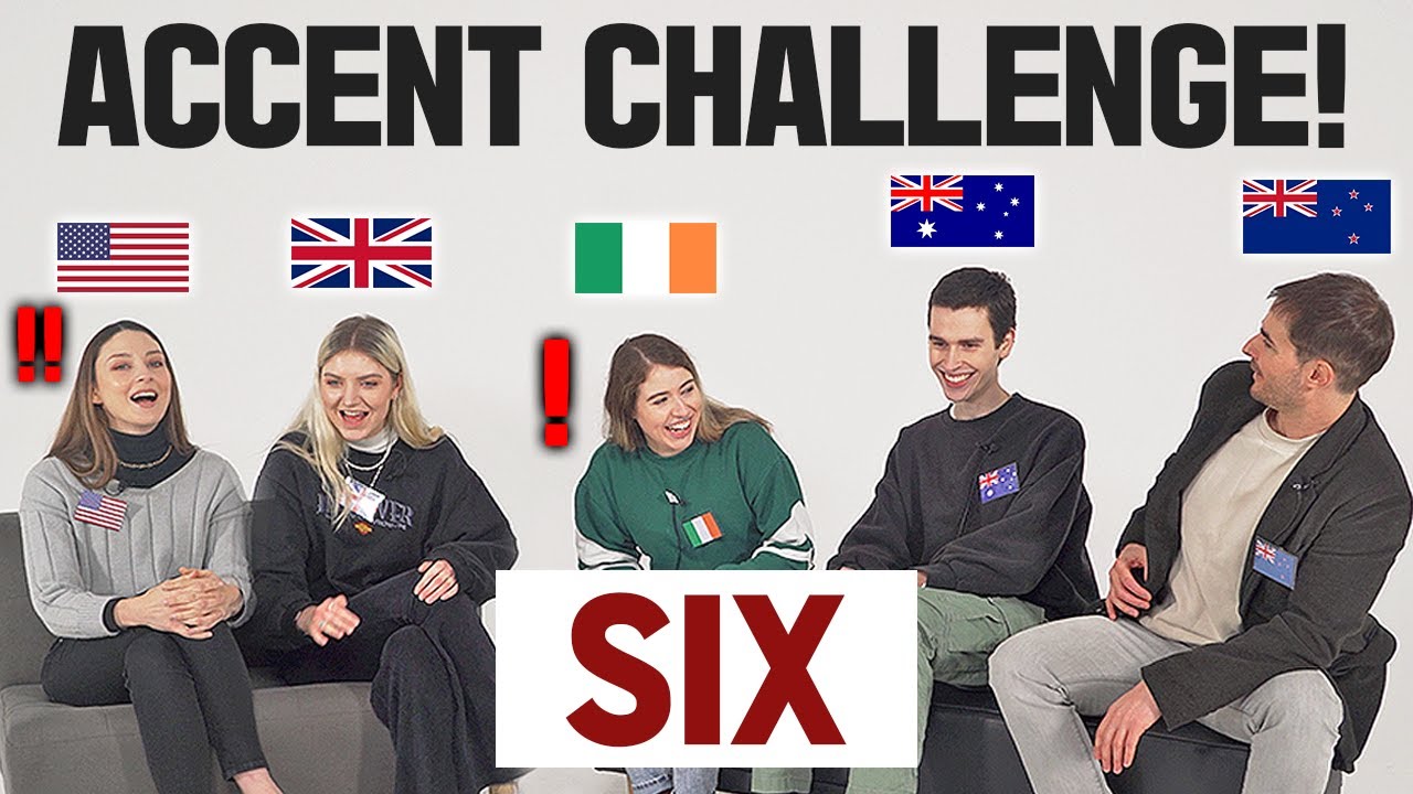 ONE language, FIVE accents! Can you tell the difference?(US,UK,Australia,Ireland,New Zealand)