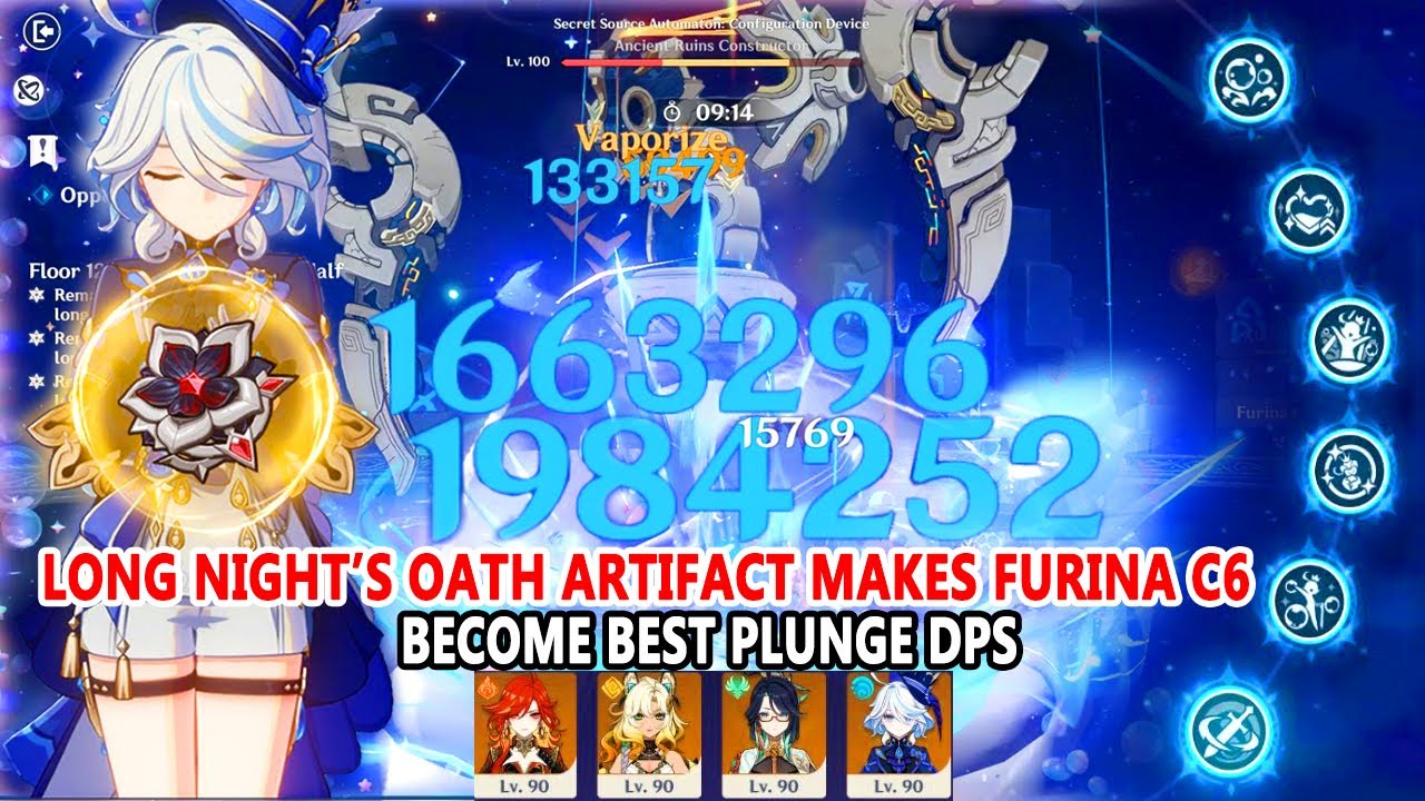 Long Night’s Oath Artifact Makes Furina C6 Become Best Plunge DPS : 5.5 Abyss 2M Plunge Showcase