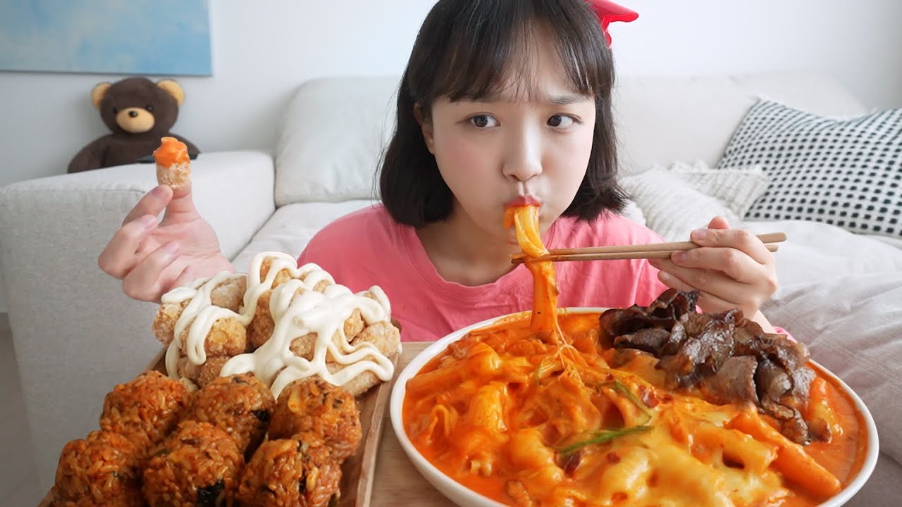 삼첩분식 마라로제떡볶이 먹방🧡마라x로제라니 천재적이군 ft. 초간단 버터갈릭감자튀김,대패삼겹볶음밥 REALSOUND MUKBANG | spicy cream Tteokbokki:D