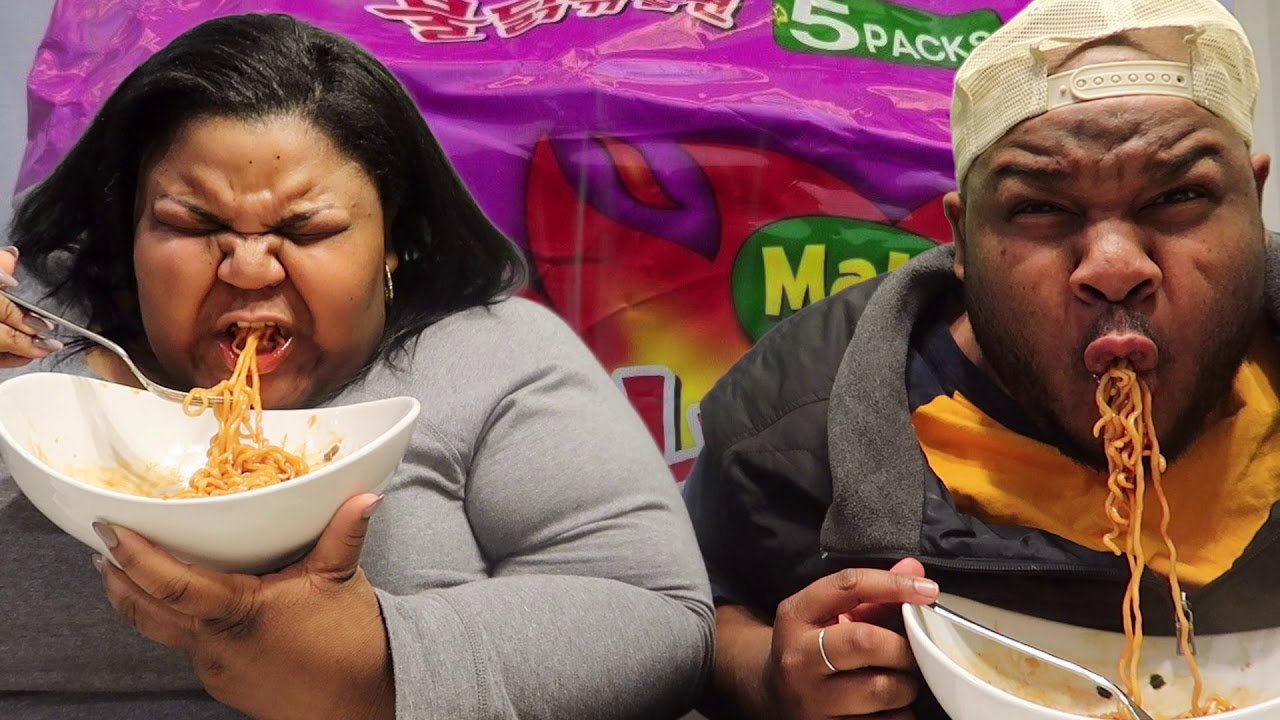 4x SPICY MALA FIRE NOODLE CHALLENGE!!