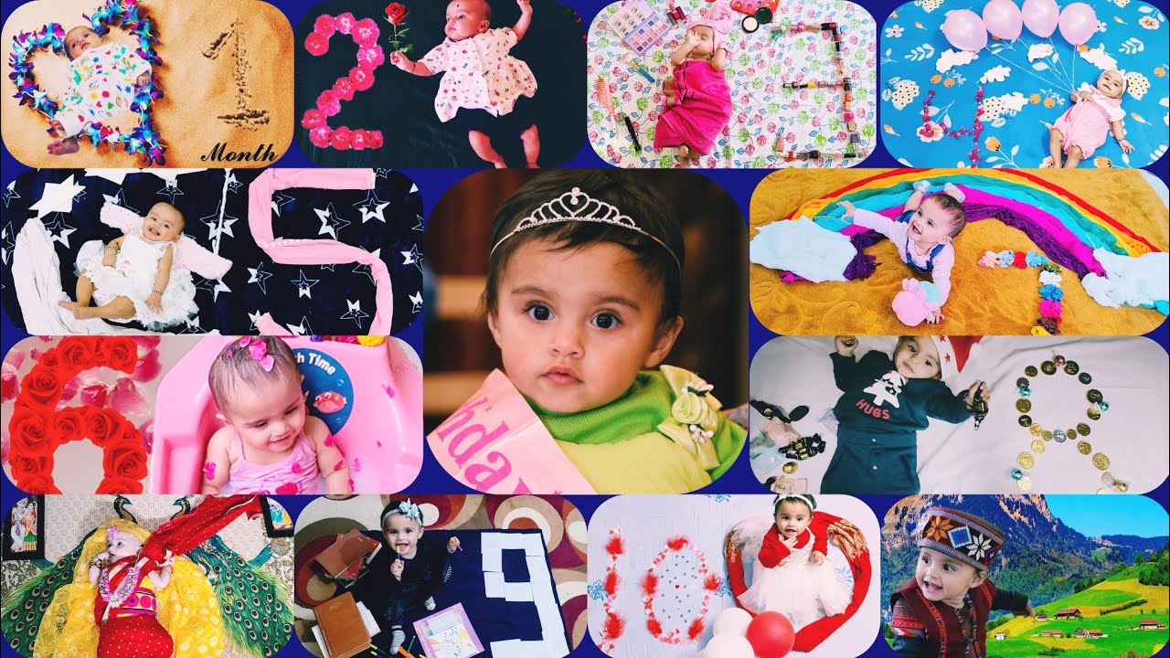 BABY 1 to 12 MONTHS PHOTOSHOOT IDEAS at Home |MONTHLY Baby photoshoot on Different THEMES | Heenank