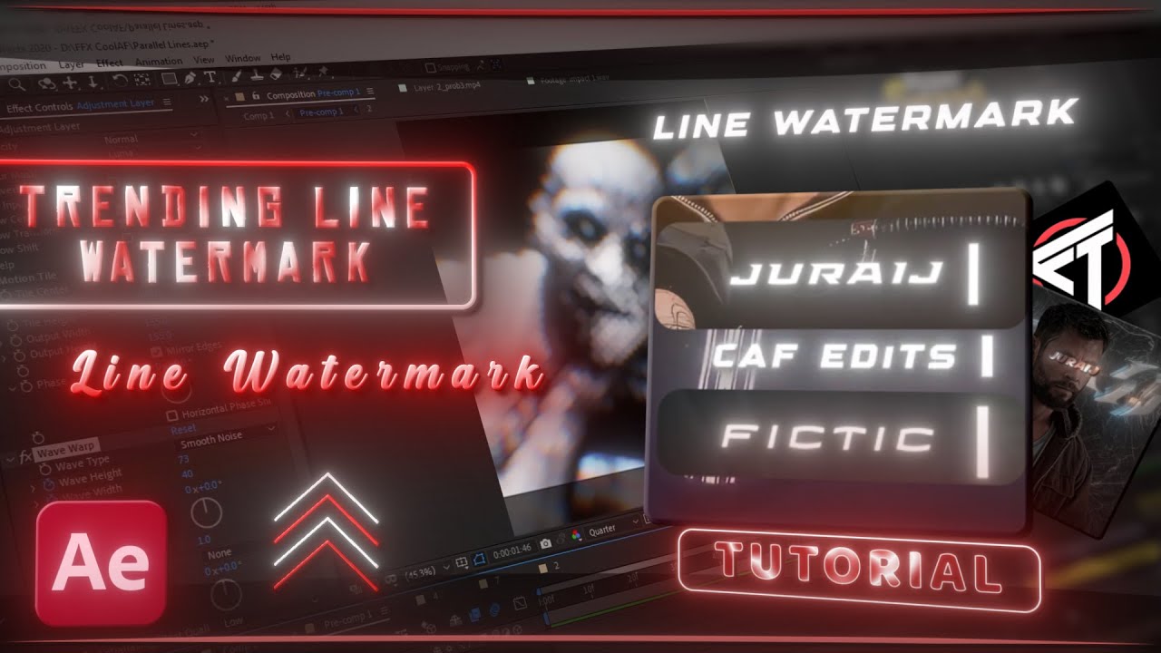 Best Line Watermark Tutorial - Watermark like @fictic_editz @juraijeditzz