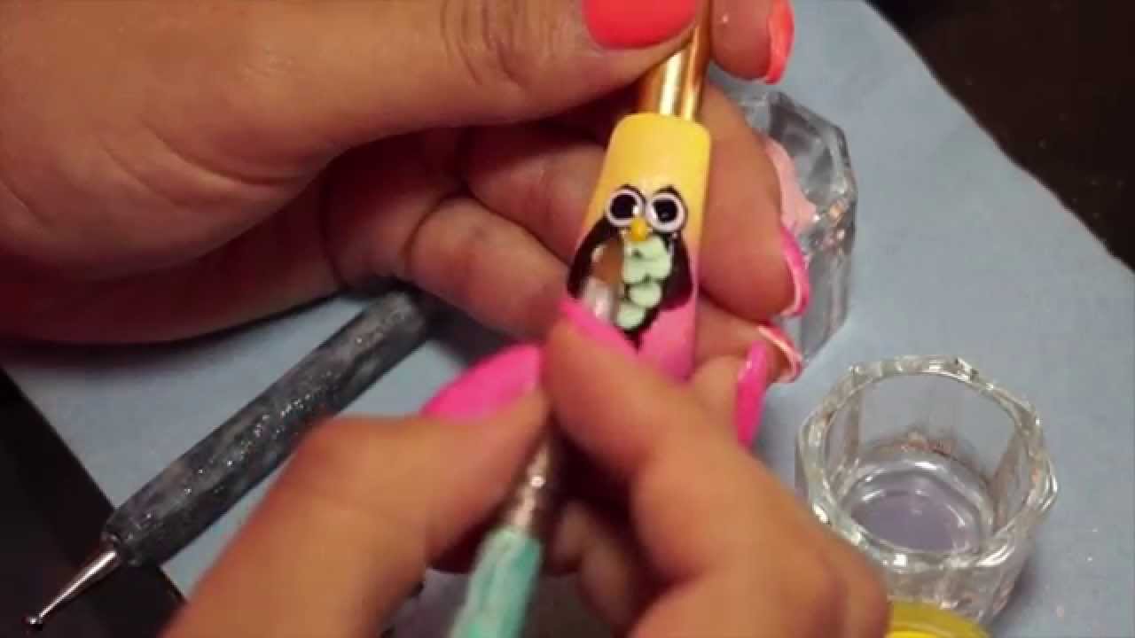 Búho Acrílico 3D - Diseños de Uñas