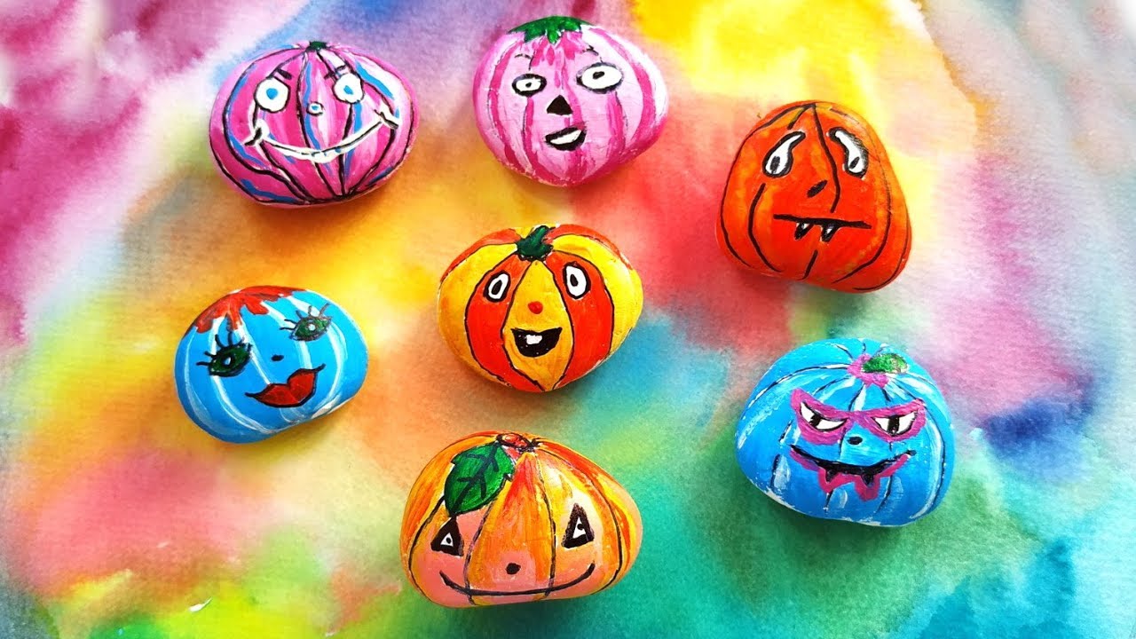 DIY Pumpkin Rock Painting Crafts Ideas - Halloween Stone Art For Fall Decorating 2019