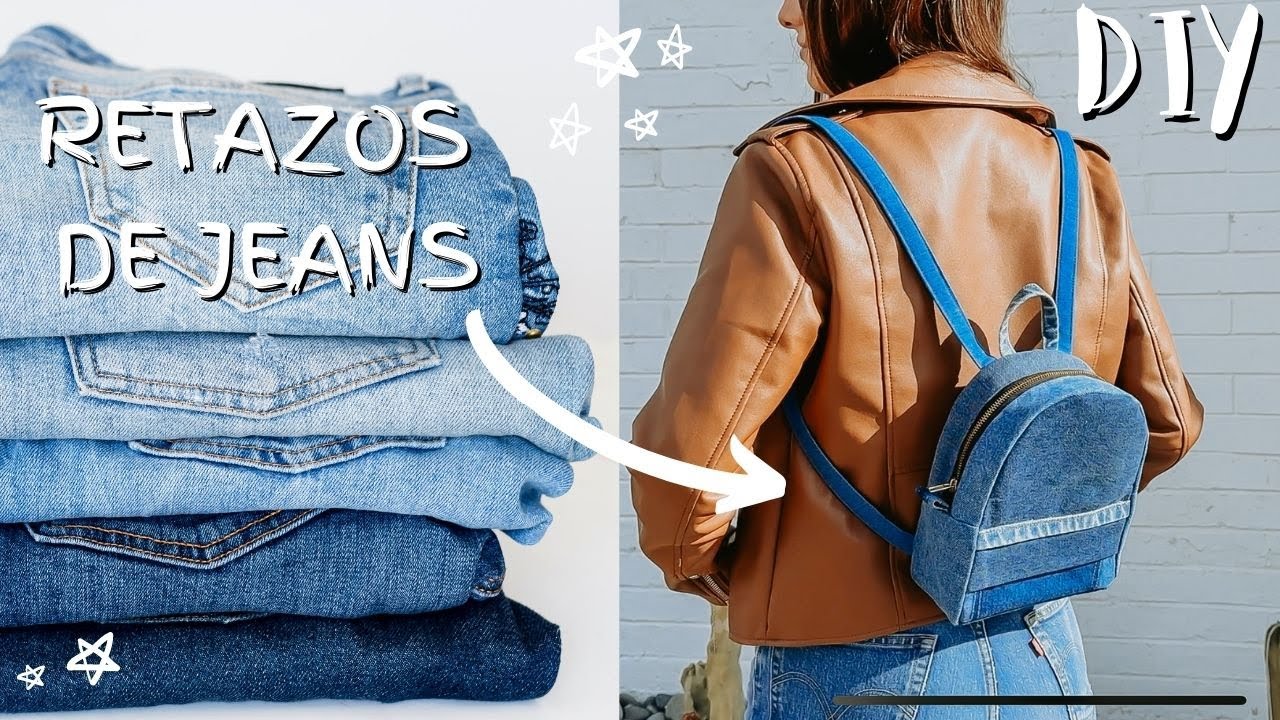 Mini Backpack Tutorial 💙 REUTILIZA TUS JEANS // Moldes Mini Mochila F&aacute;cil