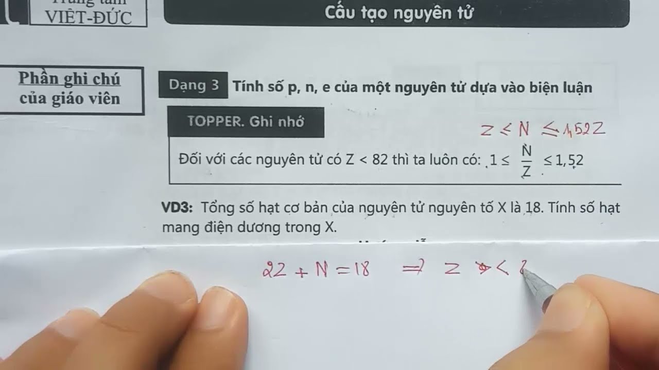 HÓA HỌC 10 - CÁC DẠNG BÀI TẬP TÍNH SỐ HẠT CỦA NGUYÊN TỬ THƯỜNG GẶP