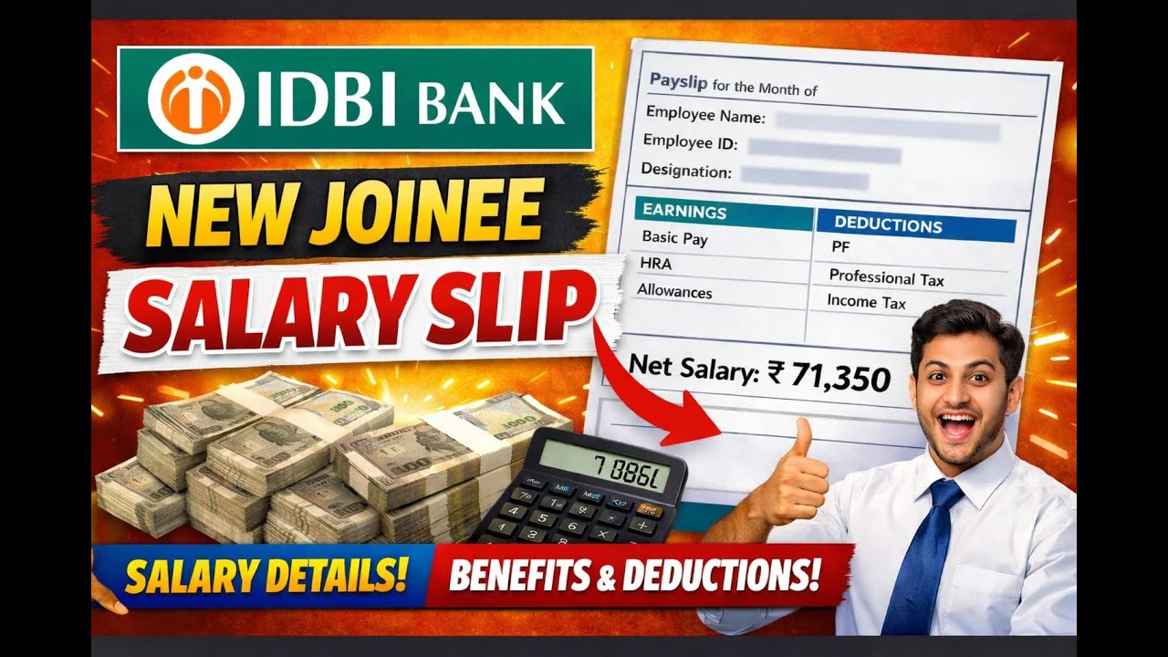 IDBI BANK NEW JOINEE SALARY SLIP | IDBI BANK JUNIOR ASSISTANT MANAGER SALARY SLIP |