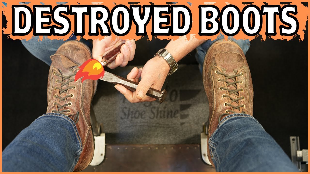 DESTROYED Boots Brought Back To Life!!! | Angelo Shoe Shine ASMR