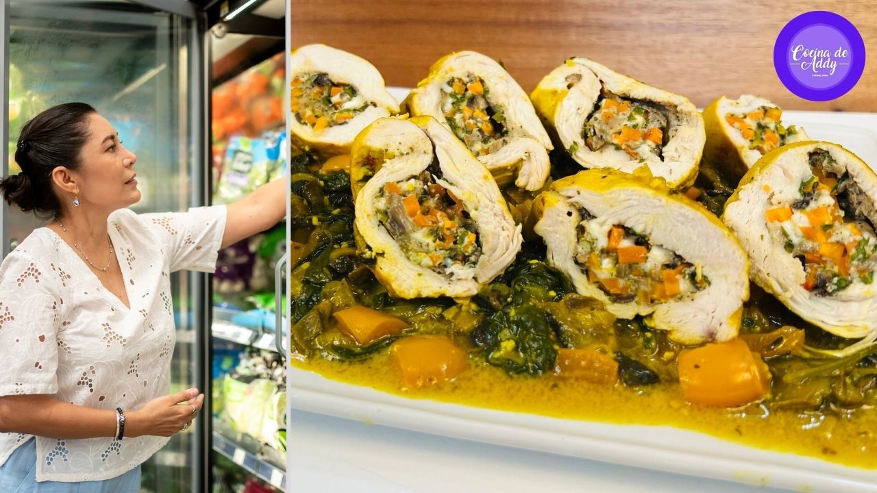 PECHUGAS DE POLLO RELLENAS Técnica SIN Grasa y con muchas verduras. Baja Colesterol, Azúcar,  Peso.