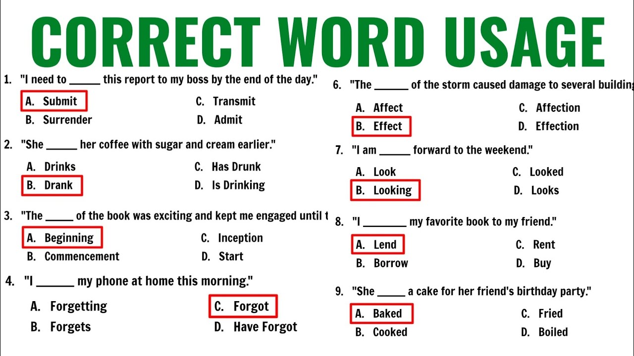Correct Word Usage | Civil Service Exam Reviewer