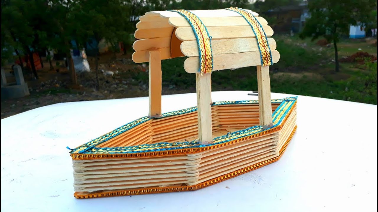 DIY | How to make popsicle stick boat | easy ice cream stick boat making | boat from popsicle stick.