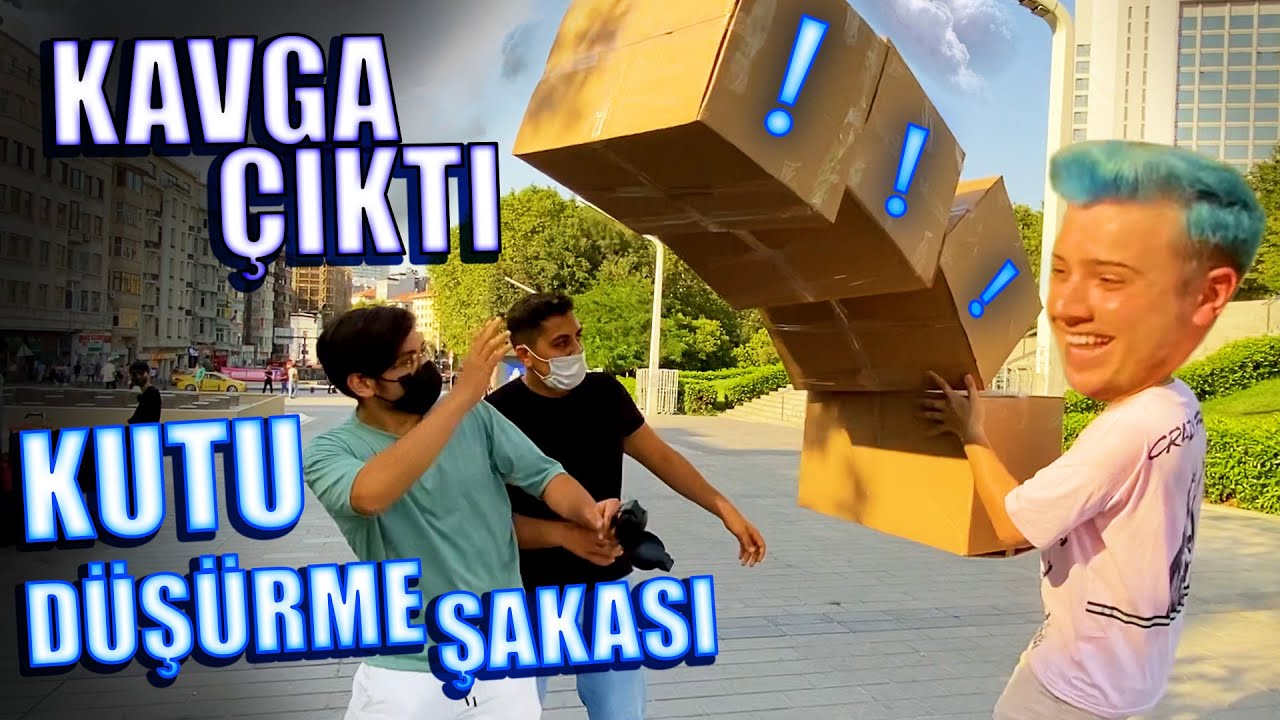 İNSANLARIN ÜZERİNE KUTU DÜŞÜRME ŞAKASI ! ( KAVGA ÇIKTI )