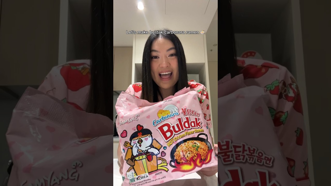 Let&rsquo;s make buldak carbonara ramen 🍜🧀💗