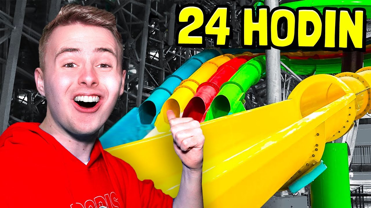 STRÁVILI JSME 24 HODIN ZAVŘENÍ V AQUAPARKU! 🤩😱 **challenge**
