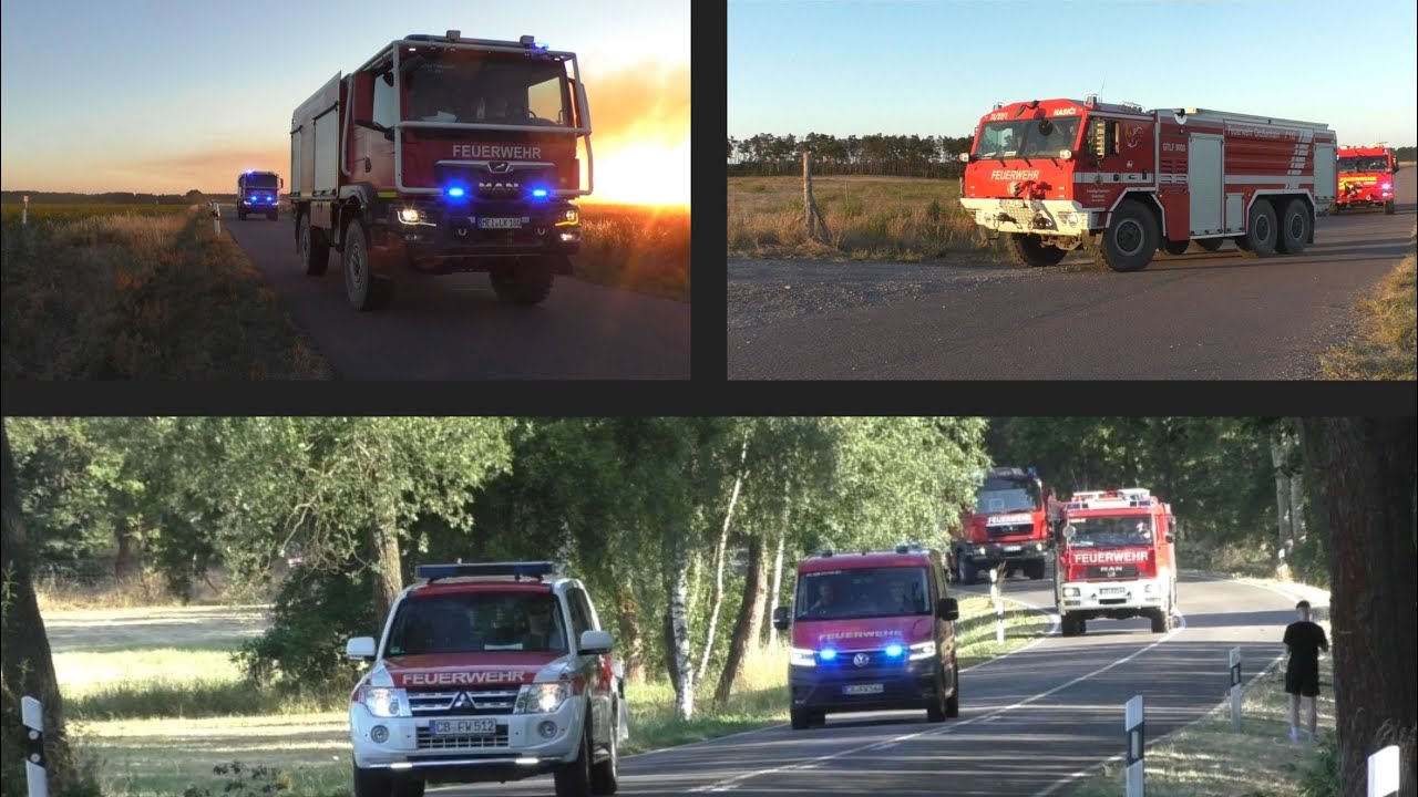 (🌳Waldbrände🔥) Einsatzfahrten mehrerer Fahrzeuge aus Brandenburg und Sachsen zum Waldbrand.