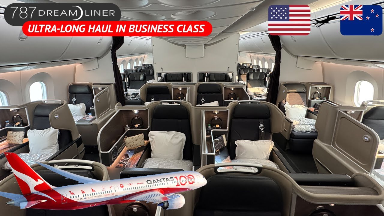 17.5 HOURS NON-STOP on Qantas 787-9 Business Class from New York to Auckland