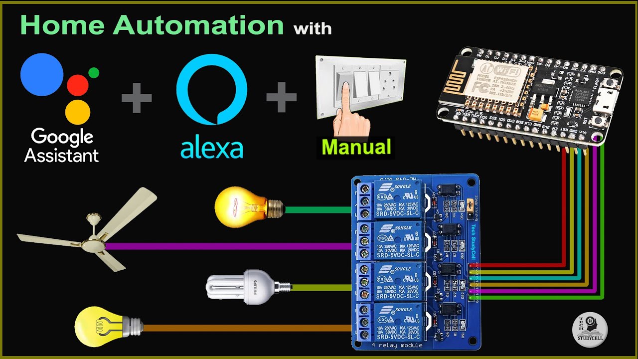 Умный дом с Google Assistant и Alexa на базе NodeMCU ESP8266 (ручное + голосовое управление) | Пр...