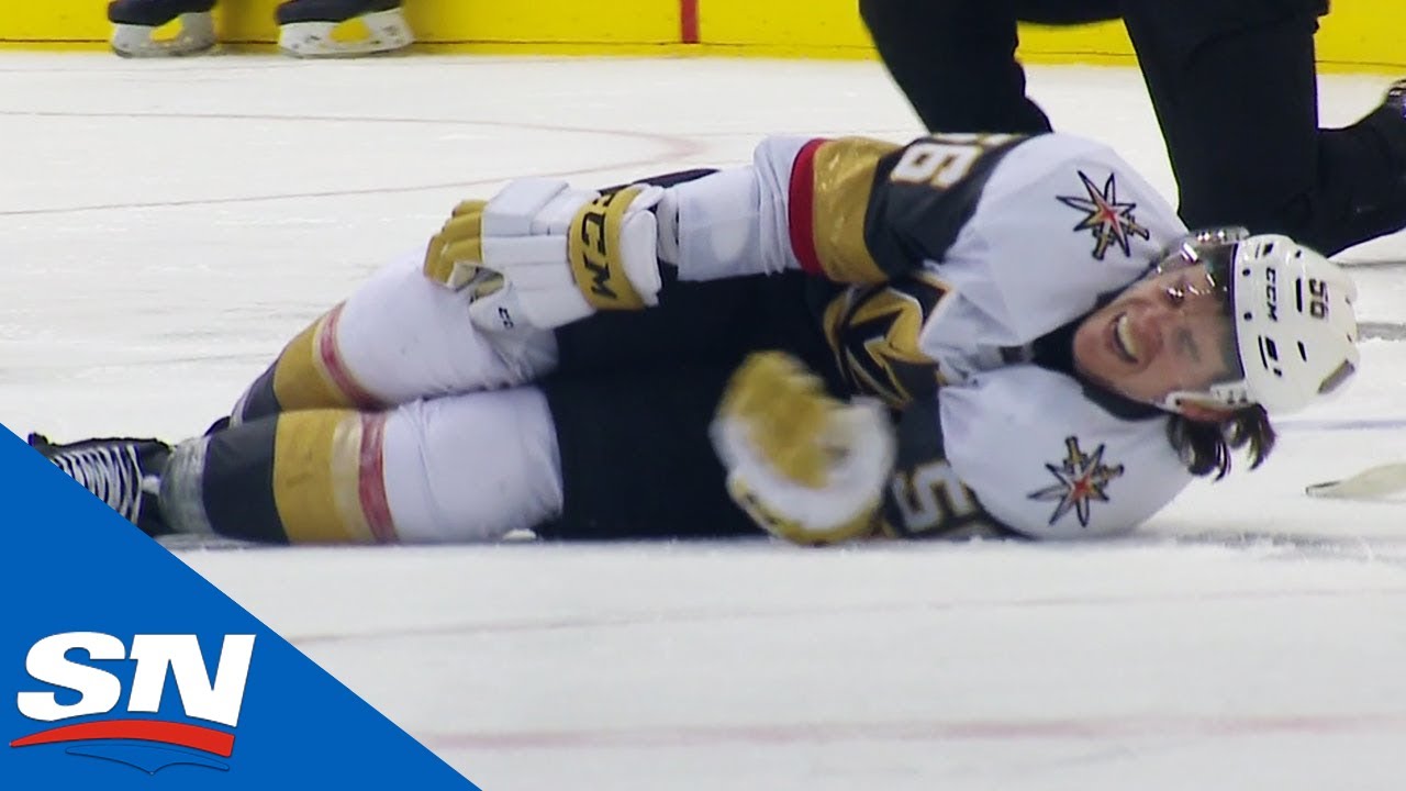 Erik Haula Stretchered Off The Ice After Landing Awkwardly On His Own Leg