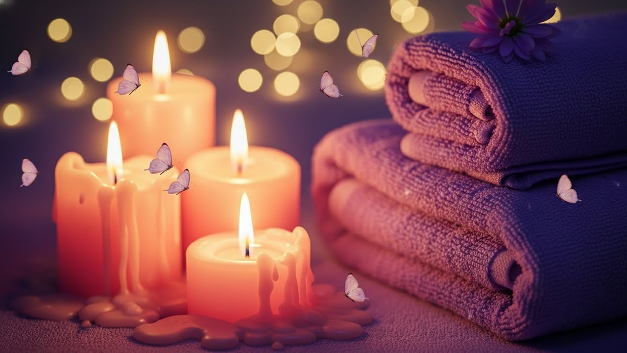 Peaceful Spa Candle Glow & Flying Butterflies 🌸 Calm Music for Sleep, Study & Stress Relief