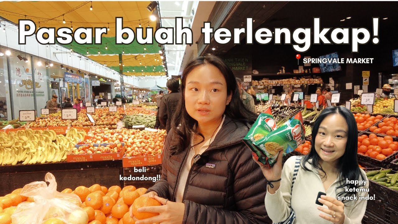 Belanja di pasar buah terlengkap di Melbourne, lanjut belanja bahan hotpot-an.