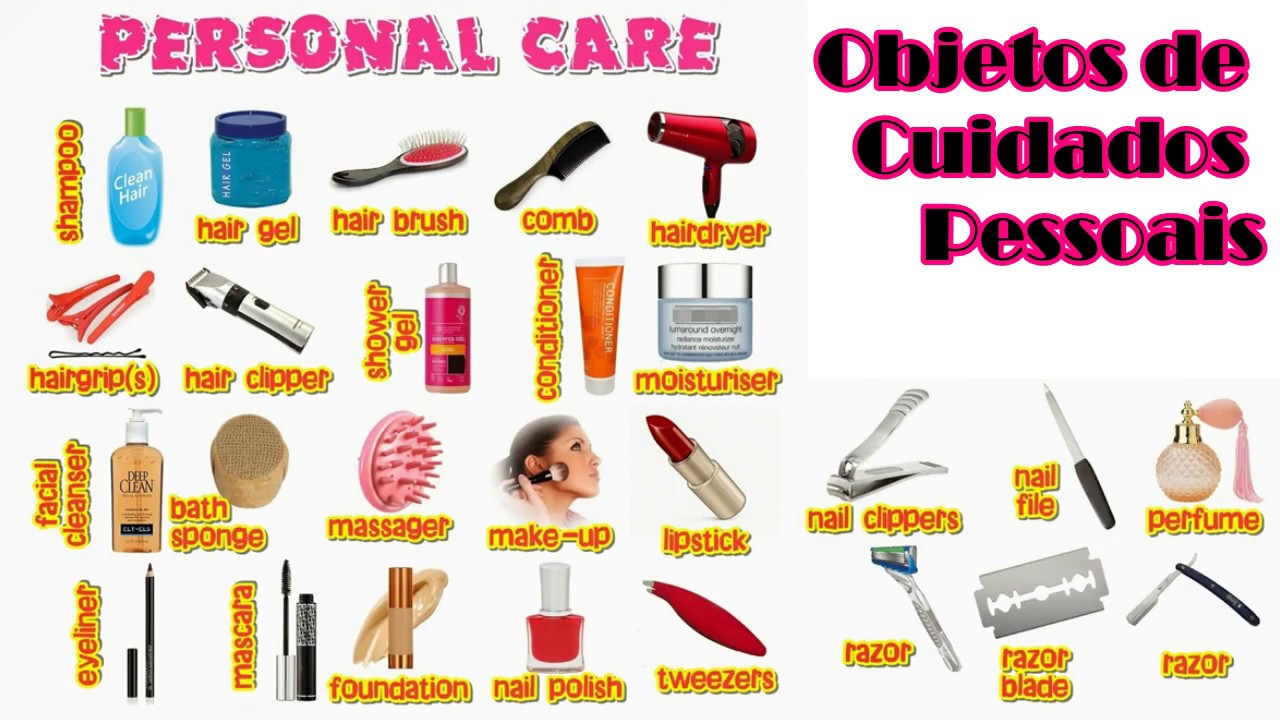 ➤Objetos de Cuidados Pessoais em inglês 💄 Personal Care Objects ☛ Vocabulary ６