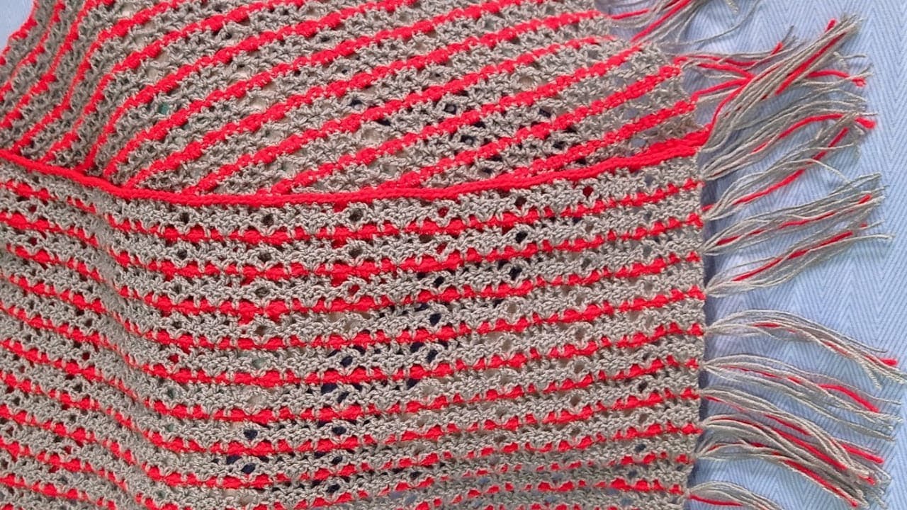 Crochet Lacy Stripes Scarf  क्रोशे नक्षीदार पट्ट्यांचा स्कार्फ