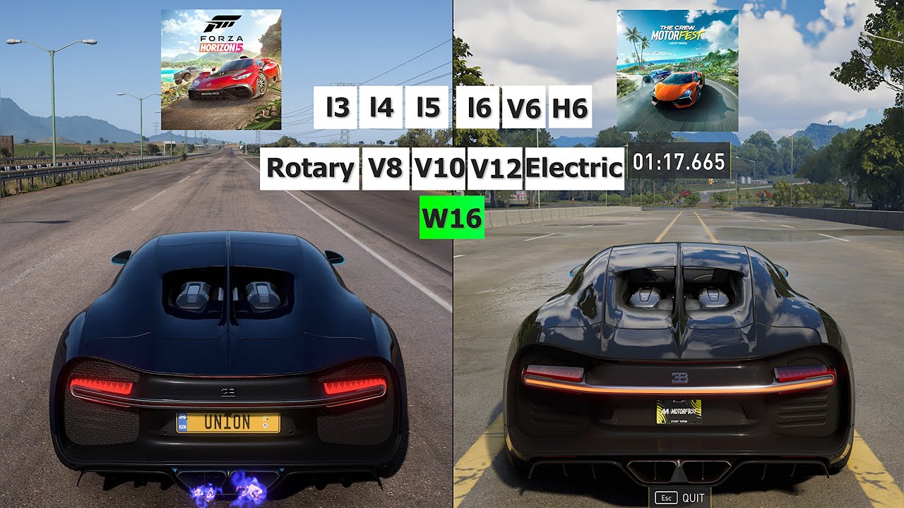Forza Horizon 5 vs The Crew Motorfest | Cars Engine Sound Direct Comparison | Different Engine Types