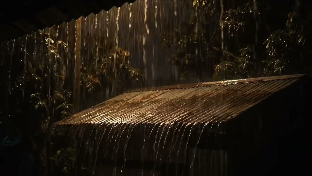 Heavy Rain, Thunderstorm & Wind on Tin Roof with Slow Piano - 3 Hours of Deep Sleep