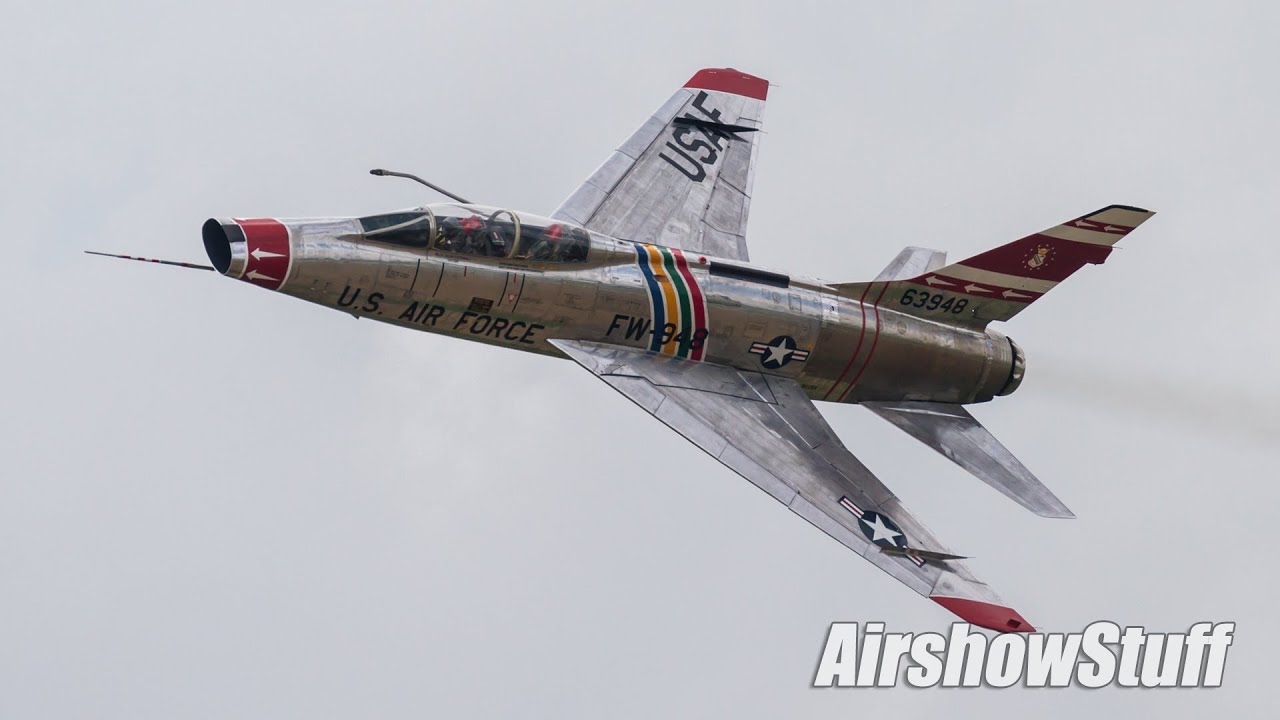 F-100 Super Sabre Afterburner Flybys - Thunder Over Michigan 2016