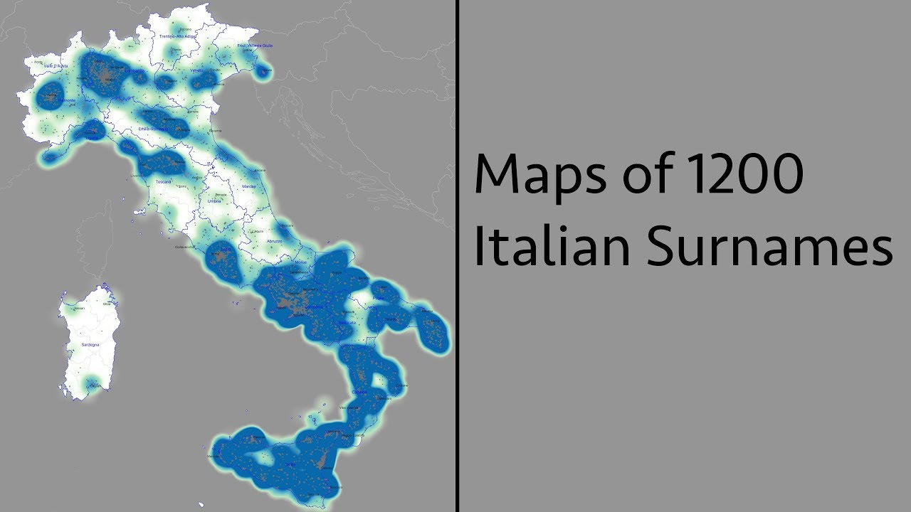 Maps of 1200 Italian Surnames