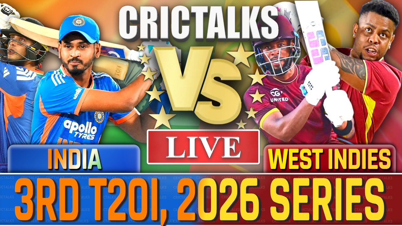 🔴 Live: IND vs WI, 3RD T20I Live Cricket Today, 2026 Series, Live Match Commentary, 1st Inn