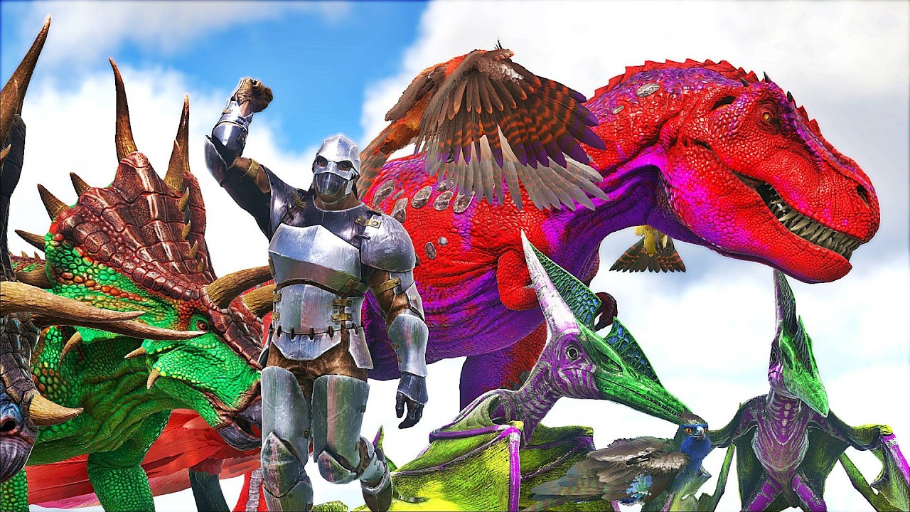 ARK SUPER MODS - SOBREVIVI 100 DIAS DOMESTICANDO UM PACK DE DINOSSAUROS COLORIDOS! ARK SURVIVAL PVP
