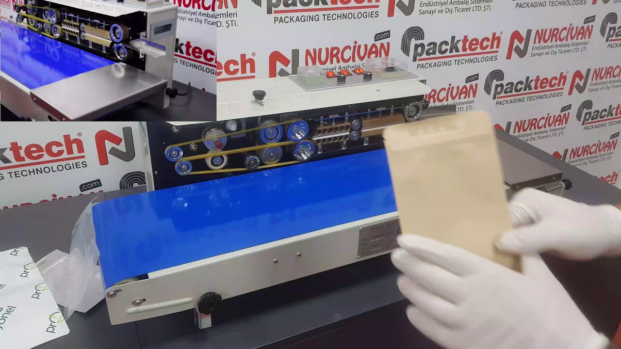 Packtech | PT-FRD-1000L | Yürüyen Bantlı Yatay Geniş Konveyörlü Poşet Yapıştırma Makinesi