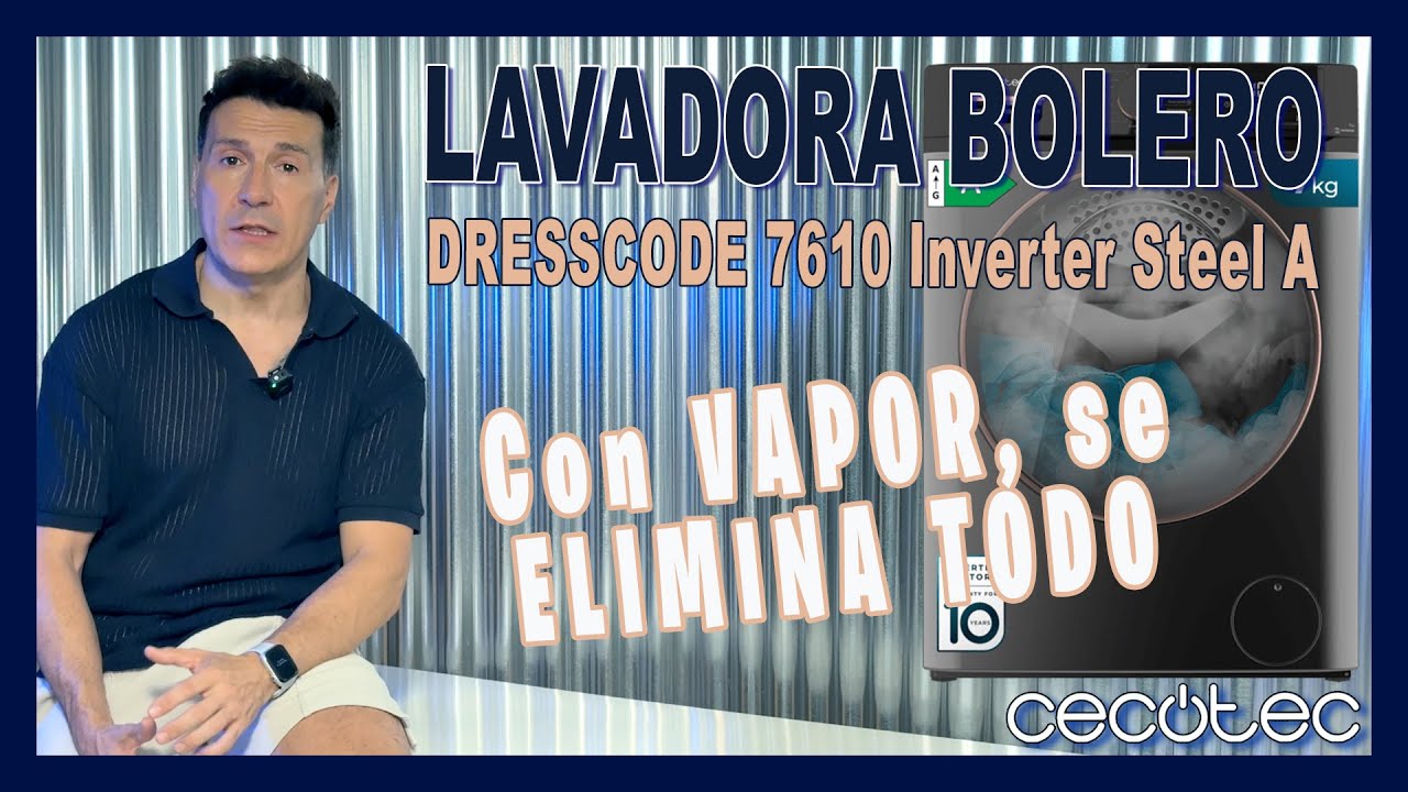 LAVADORA BOLERO DRESSCODE  7610 Inverter Steel A de CECOTEC con 7 kg de Carga.
