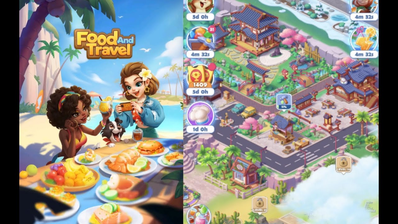 Food and Travel: Merge Game | Level  27  Part  22  🏕🏖   merge