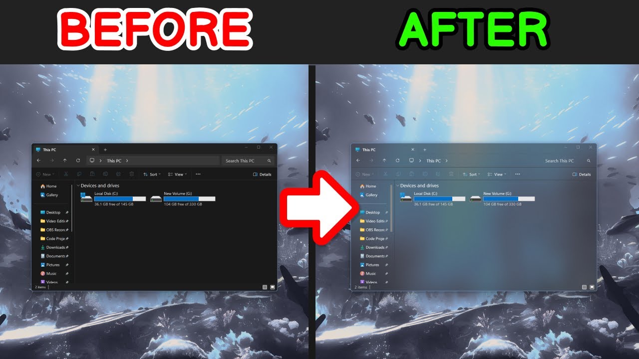 Make Windows File Explorer Look Modern (Blur + Mica)