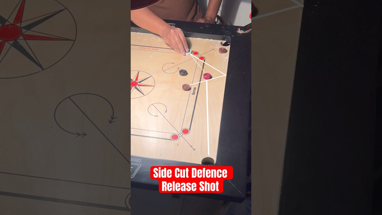 SIMPLE CARROM SHOT ll SIDE CUT DEFENCE RELEASE SHOT ll TRICK SHOT ll #carrom #carromfinisher